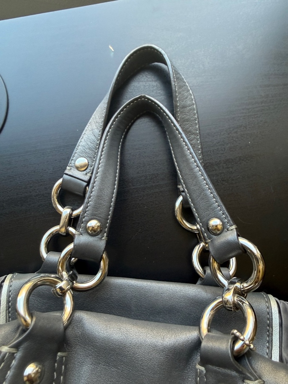 Coach Gray Pleated Leather Crossbody Satchel - Coach - Picture 10 of 17